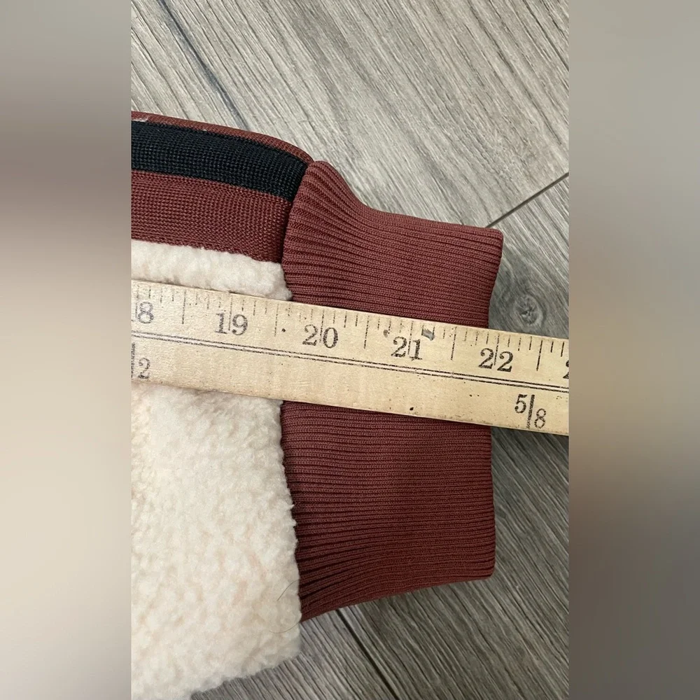 Free People FP Movement Fleecy Sherpa Scrunchy Pippa Jacket Cream Brown Medium‎ - Picture 6 of 12